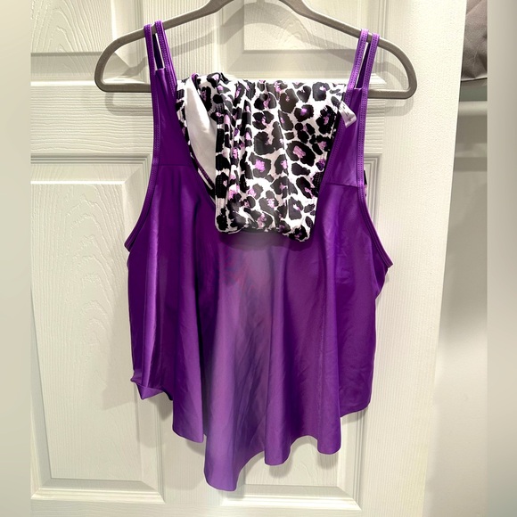 SHEIN Purple and Leopard Tankini Swimsuit - Picture 5 of 6